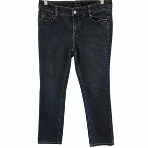 White House Black Market  Mid-Rise Bootcut Jeans Stretch Embroidered Pockets 8R